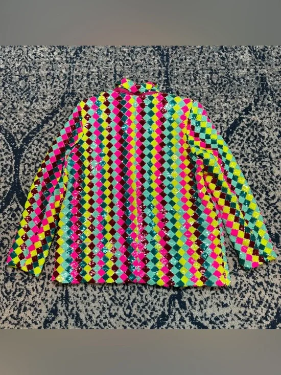 NWT Nasty Gal Multicolor Sequin Blazer US 8 - Picture 6 of 6